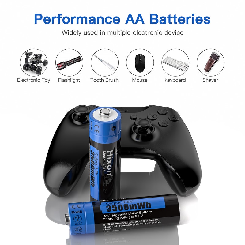 AA Lithium Rechargeable Batteries For Remote Control Toys LongLasting Energy Supply 3