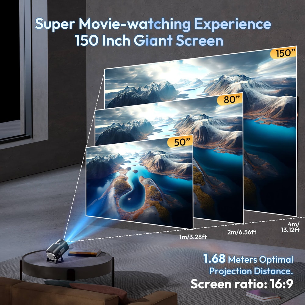 WIFI Supported Portable Smart Projector, Auto Keystone Home Theater