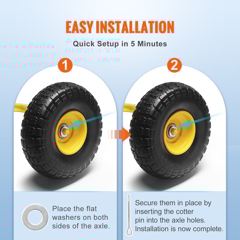 Flat Free Tubeless Tires & Wheels for Dollies, Garden Trailers, and Carts