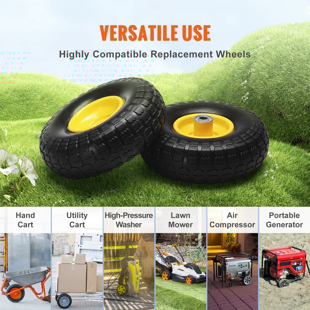 Flat Free Tubeless Tires & Wheels for Dollies, Garden Trailers, and Carts