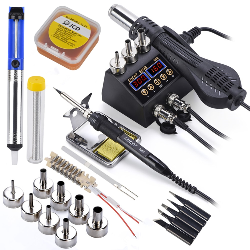 Digital Display Soldering Iron Rework Welding Station Kit Air Repair Tools 6