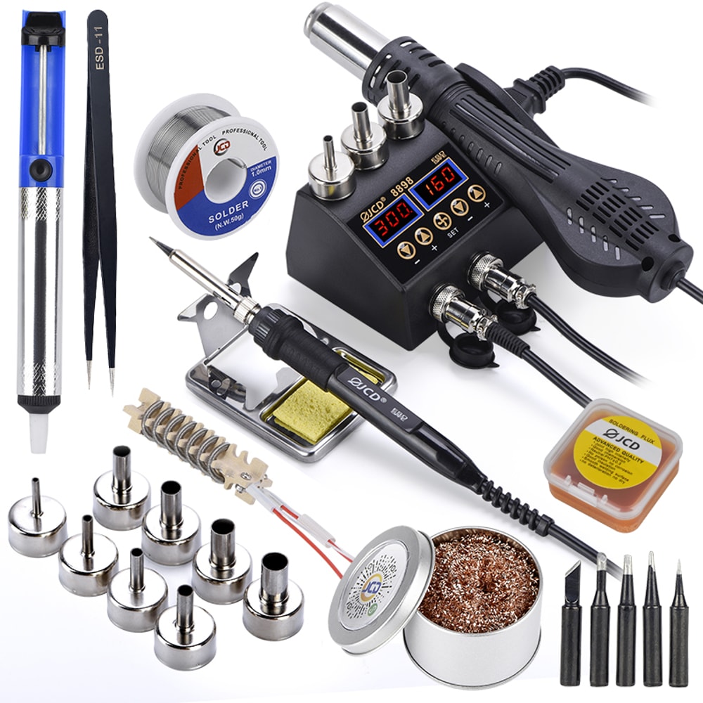 Digital Display Soldering Iron Rework Welding Station Kit Air Repair Tools 8