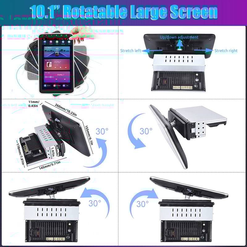 Automotive Stereo Single Rotatable Car Radio Auto Carplay Multimedia Player GPS Navi 0