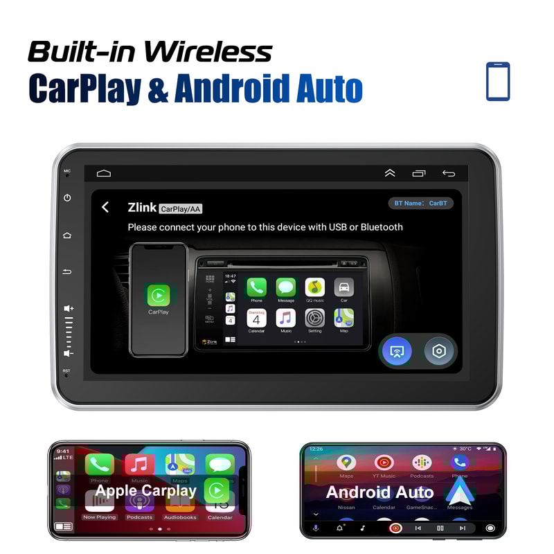 Automotive Stereo Single Rotatable Car Radio Auto Carplay Multimedia Player GPS Navi 1