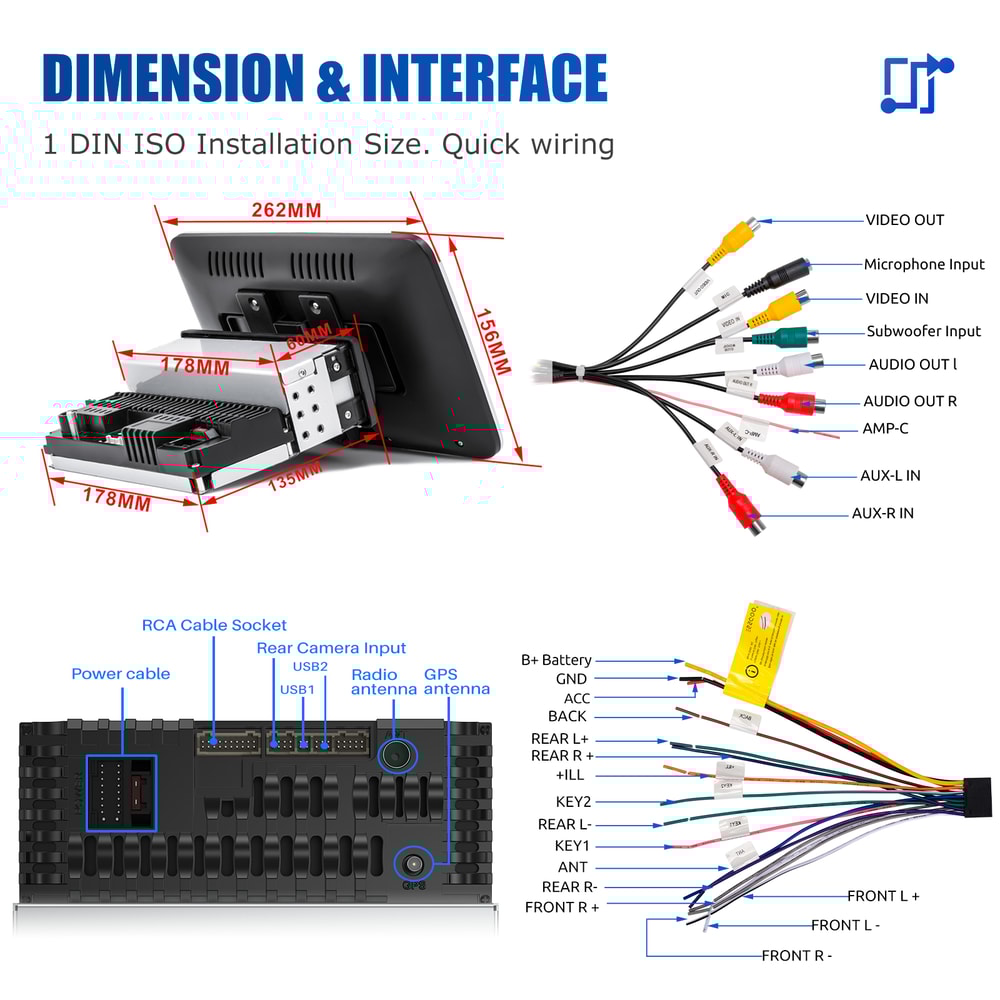 Automotive Stereo Single Rotatable Car Radio Auto Carplay Multimedia Player GPS Navi 4