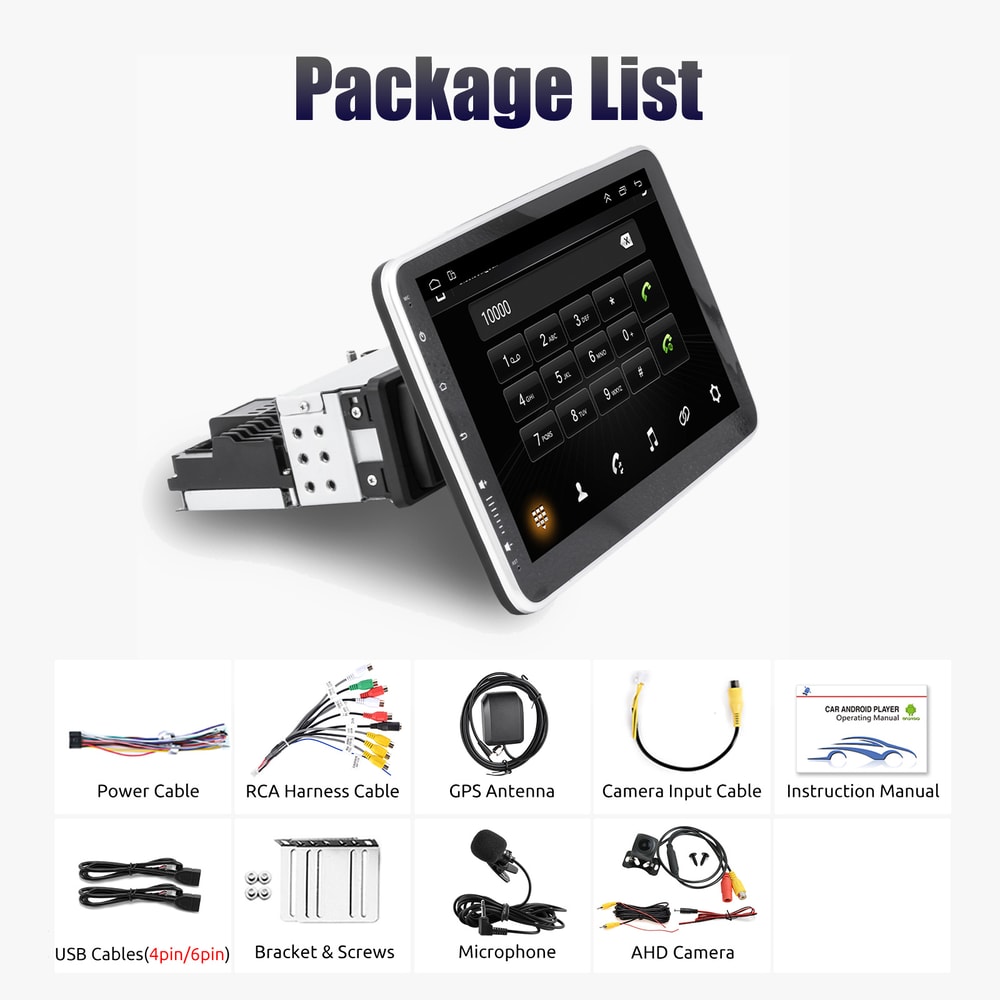 Automotive Stereo Single Rotatable Car Radio Auto Carplay Multimedia Player GPS Navi 6