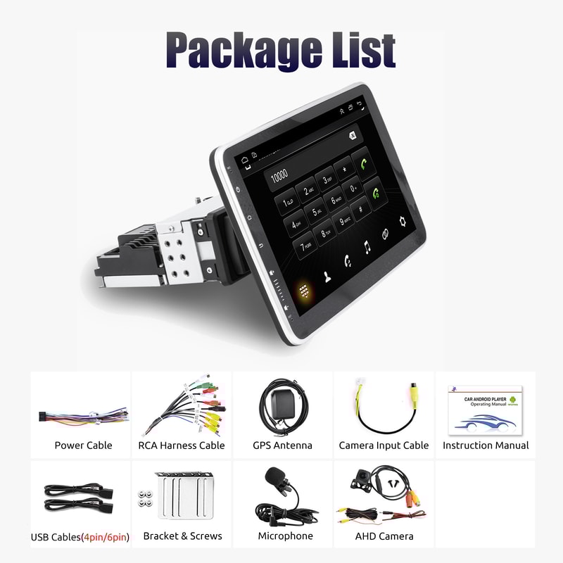 Automotive Stereo Single Rotatable Car Radio Auto Carplay Multimedia Player GPS Navi 6