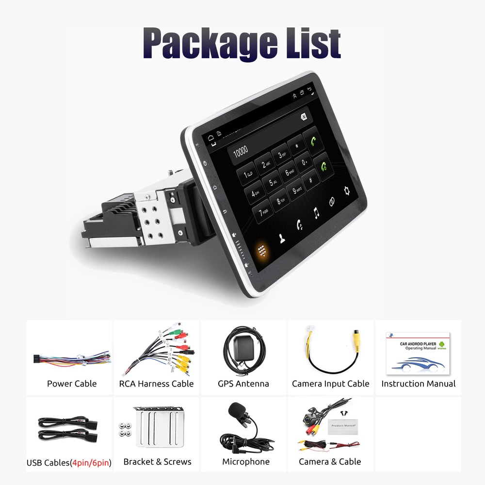 Automotive Stereo Single Rotatable Car Radio Auto Carplay Multimedia Player GPS Navi 8