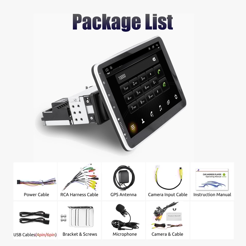 Automotive Stereo Single Rotatable Car Radio Auto Carplay Multimedia Player GPS Navi 8