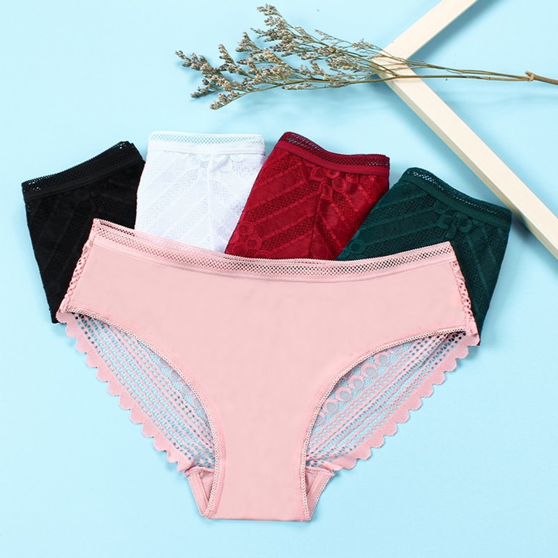 Japanese Lace Hollow Lady Panties, Trendy Cotton Underpants Simple Cloth Women Panties