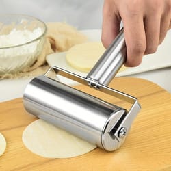 ergonomic stainless steel rolling pin, double-sided for perfect pizza, pie and pastry baking