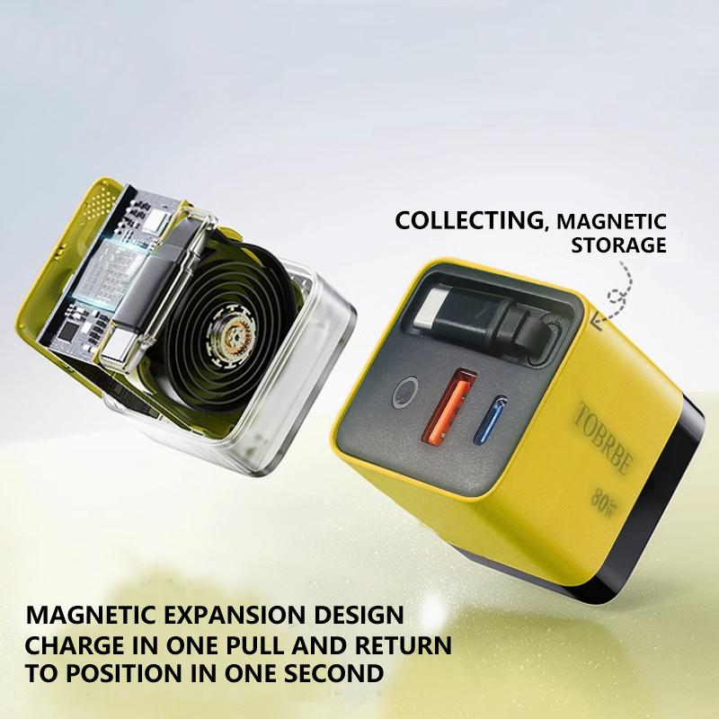 Fast Charging Head With Builtin TypeC Cable IPhone Samsung Charger With Light Compact Power Adapter 3