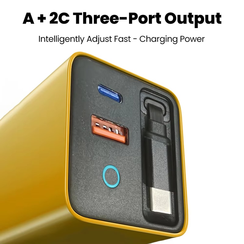 Fast Charging Head With Builtin TypeC Cable IPhone Samsung Charger With Light Compact Power Adapter 4