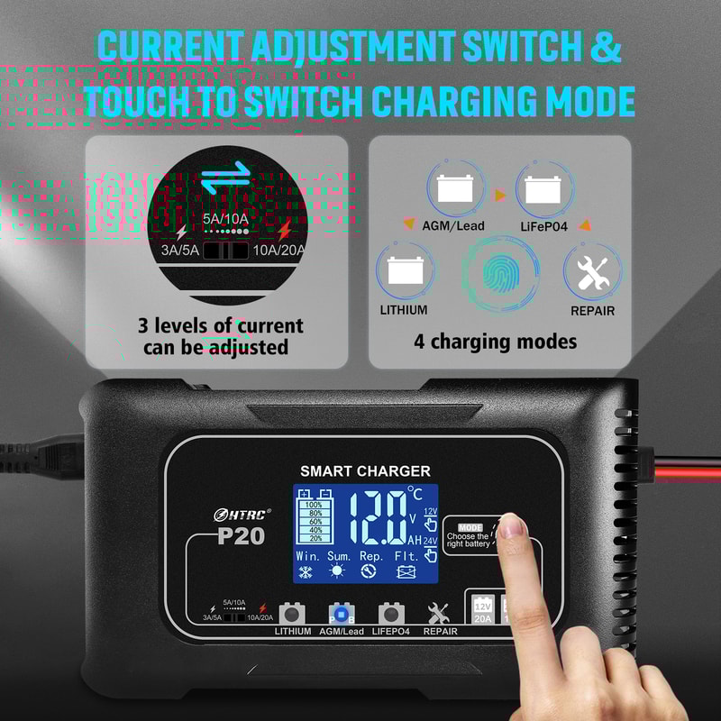 Battery Car Motorcycle Charger Repair Charge For LeadAcid Lithium Reliable Smart Charger 1