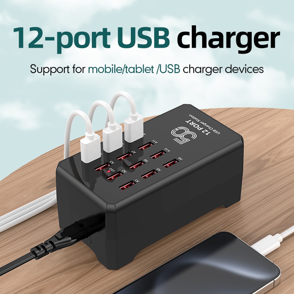 Desktop Charging Station Dock For IPhone IPad Samsung Xiaomi Multi USB Charger For Mobile Phones 2