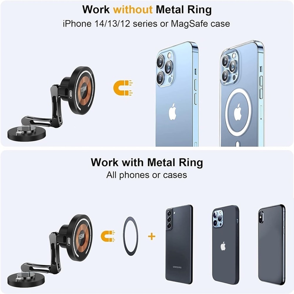 Foldable Metal Charging Stand For Magsafe IPhone Pro Max Samsung Adjustable Rotation Design 4