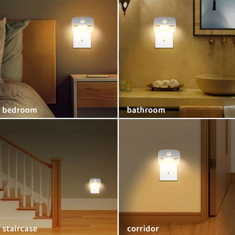 PIR Motion Sensor Socket, Color Changing Lamp Plug-In for Bedroom, Hallway, Human Induction Light