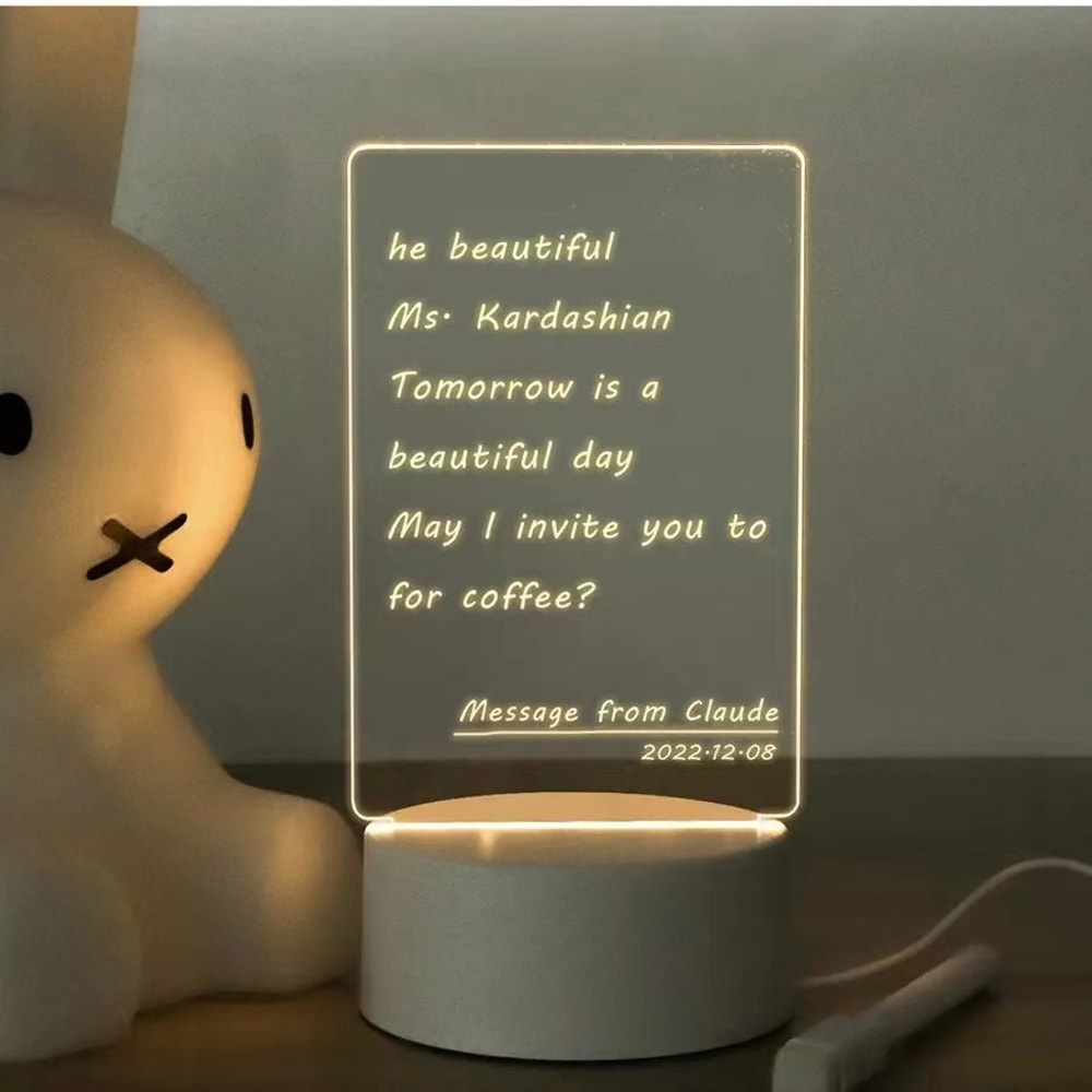USB LED Message Board Night Light, Creative Holiday Light with Pen, Perfect Gift for Children and Girlfriend