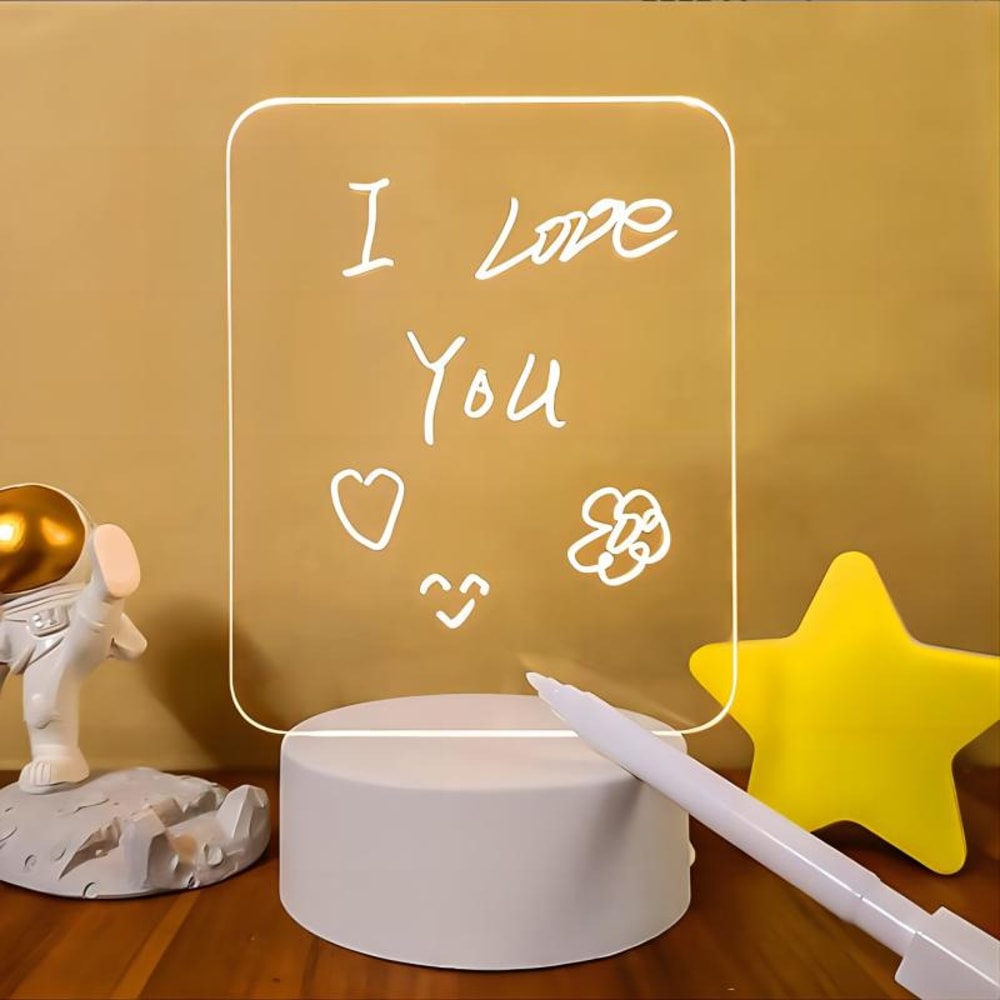 USB LED Message Board Night Light, Creative Holiday Light with Pen, Perfect Gift for Children and Girlfriend