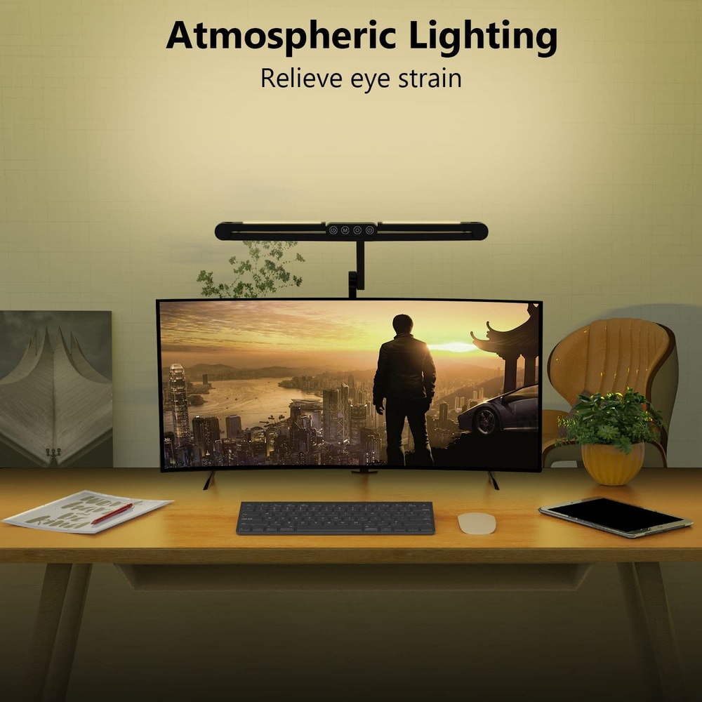 Ultra Bright Desk Light with Clamp, Architect LED Desk Lamp for Home Office, Adjustable Auto Dimming and Atmosphere