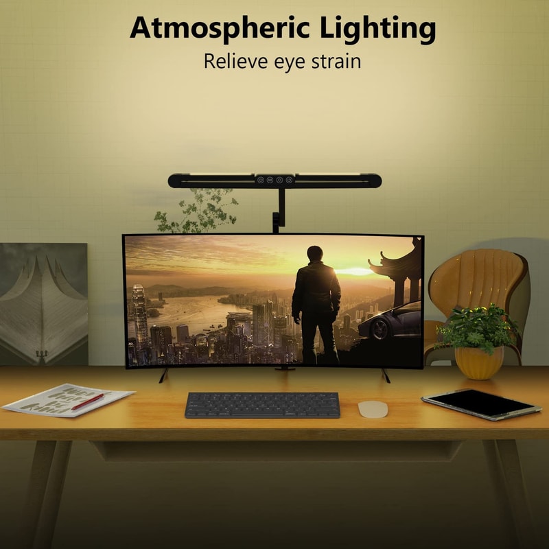 Ultra Bright Desk Light with Clamp, Architect LED Desk Lamp for Home Office, Adjustable Auto Dimming and Atmosphere