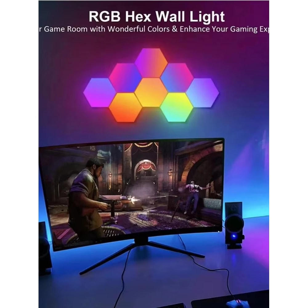 Music Rhythm Wall Lamp, Color-changing Ambient Night Light, DYI Shape, APP Control for Bedroom, Game Room