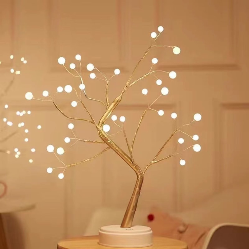 Touch Switch Artificial Bonsai Cherry Blossom Tree LED Lamp Decoration For Desk 7