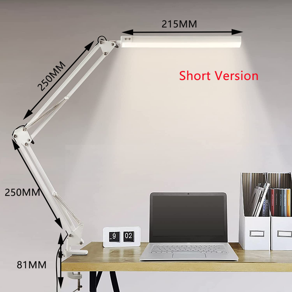 EyeCaring Dimmable Desk Light LED Desk Lamp With Clamp Swing Arm Brightness Levels USB Charging Mod 5