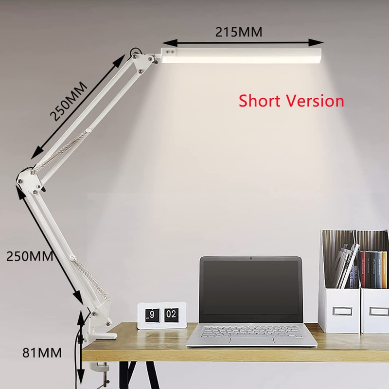 EyeCaring Dimmable Desk Light LED Desk Lamp With Clamp Swing Arm Brightness Levels USB Charging Mod 5
