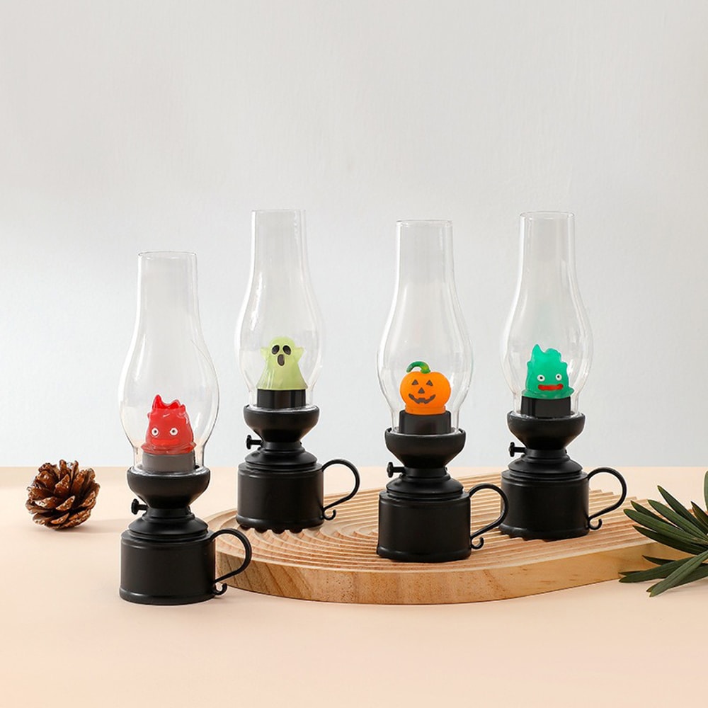 Cartoon Anime Kerosene Lamp Halloween Retro Decorative Candle Light Calcifer Flameless Night Light 2