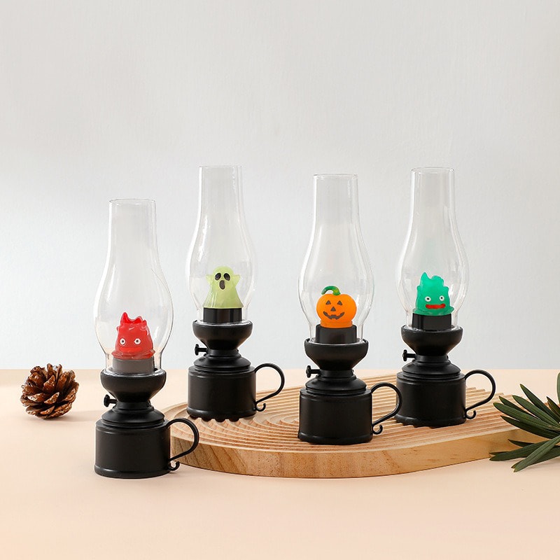 Cartoon Anime Kerosene Lamp Halloween Retro Decorative Candle Light Calcifer Flameless Night Light 2