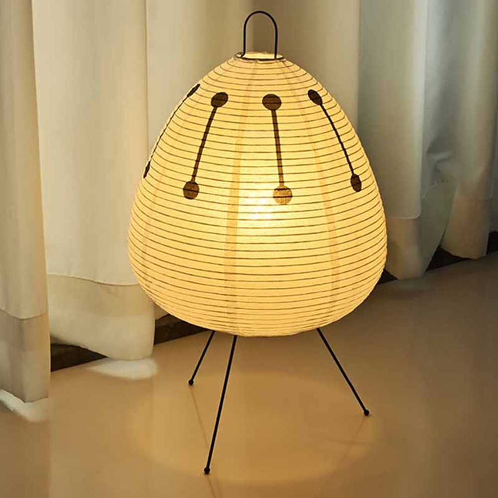 Rice Paper Table Lamp Japanese Style, Japanese Design Paper Table Lamp, Tripod Lantern Lamp, LED Desk Lamp for Bedroom