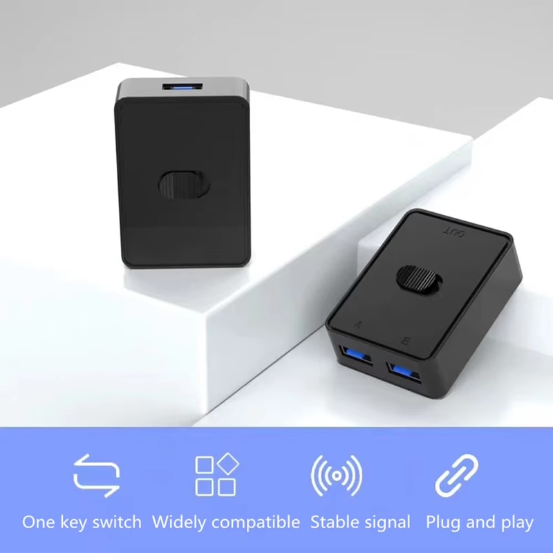 Bidirectional USB Switcher Shared Controller Splitter For Keyboard Laptop Printer Mouse Computer US 0