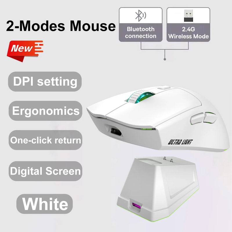 Wireless Gaming Mouse, DPI Esports, Ergonomic Design, Magnetic Charging Dock