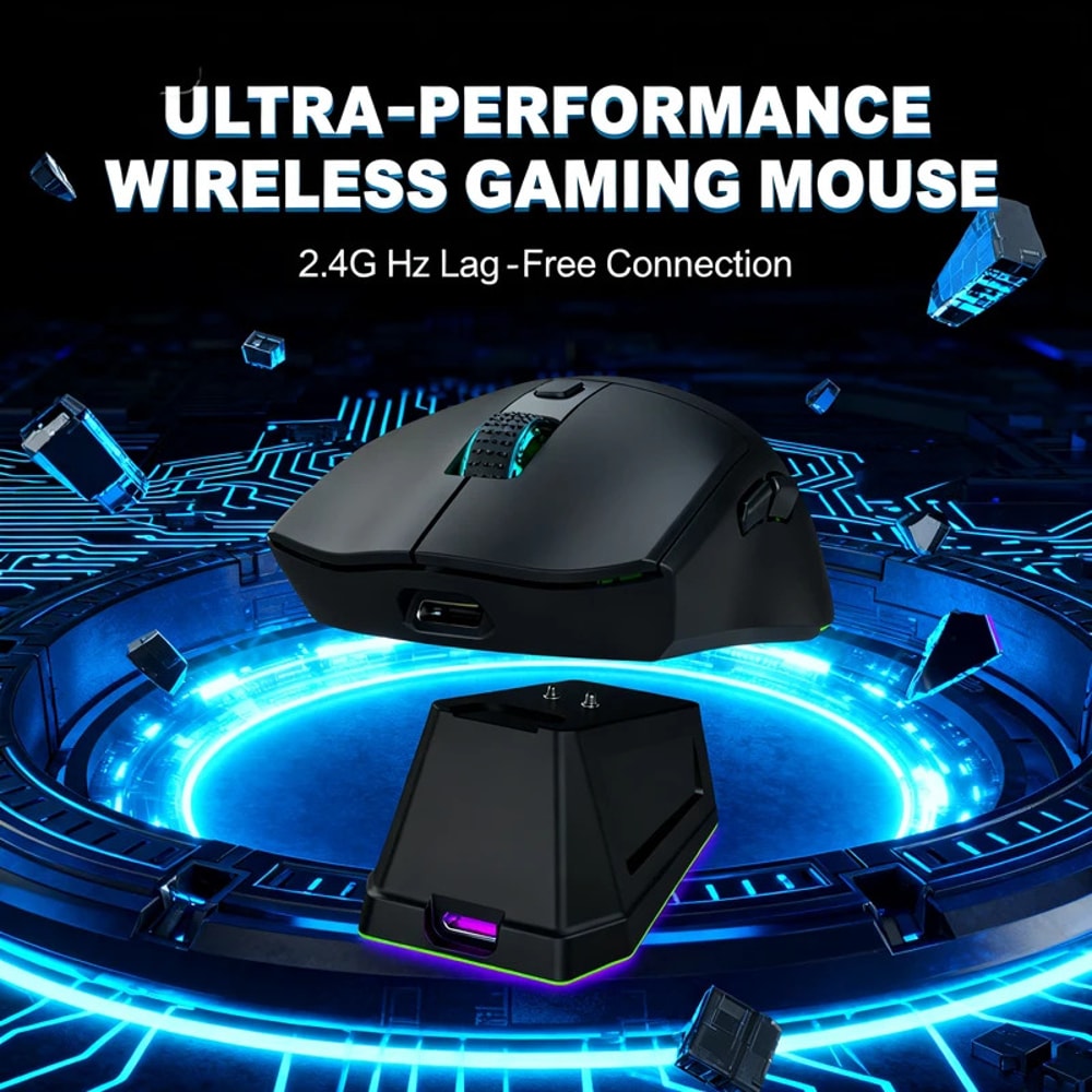 Wireless Gaming Mouse, DPI Esports, Ergonomic Design, Magnetic Charging Dock