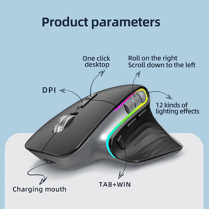 Wireless Multi-Device Bluetooth Mouse, Portable Optical Mouse, Ergonomic Right-Hand Computer Mice