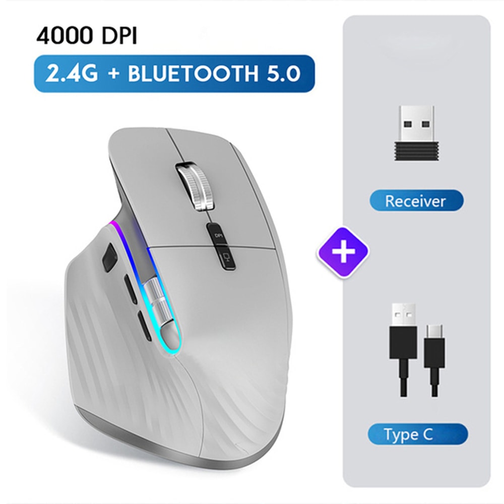 Wireless Multi-Device Bluetooth Mouse, Portable Optical Mouse, Ergonomic Right-Hand Computer Mice