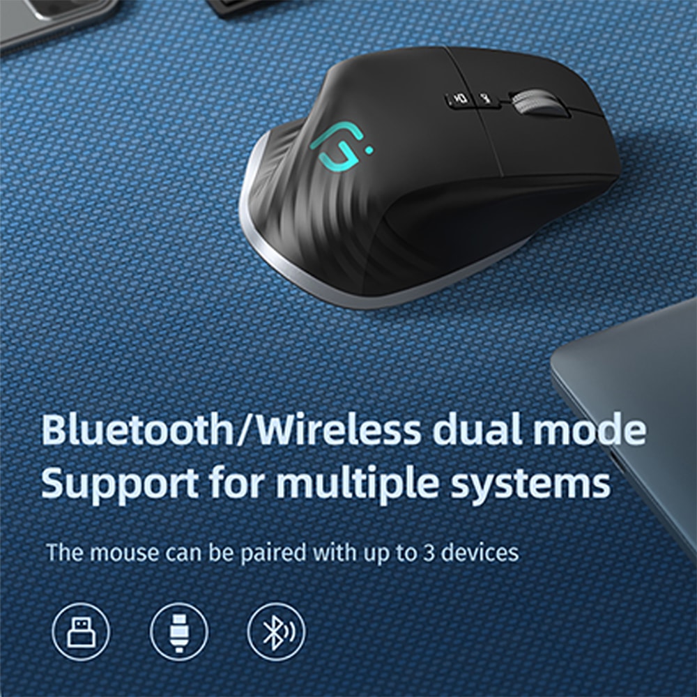 Wireless Multi-Device Bluetooth Mouse, Portable Optical Mouse, Ergonomic Right-Hand Computer Mice