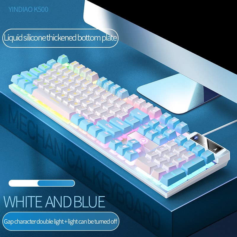 Color Matching Backlit Mechanical Feel Keys Gaming Keyboard Wired Keyboard Computer Esports Periphe 12