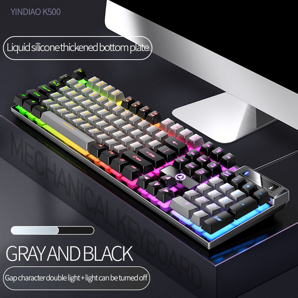 Color Matching Backlit Mechanical Feel Keys Gaming Keyboard Wired Keyboard Computer Esports Periphe 15