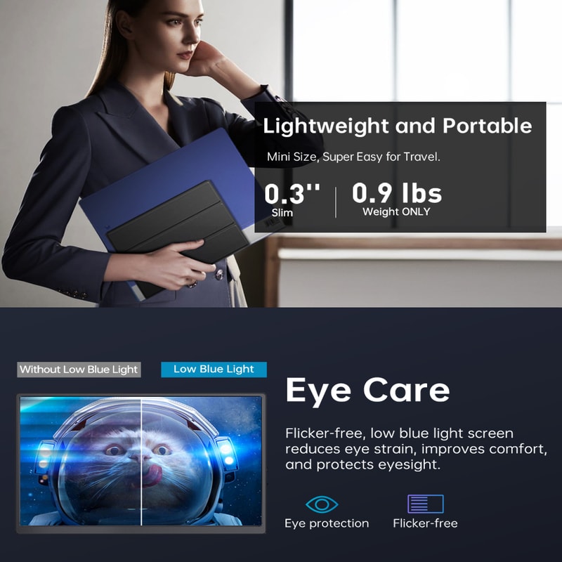 Portable Monitor Touch Screen with Leather Case, Office Display Extender for Mac Laptop