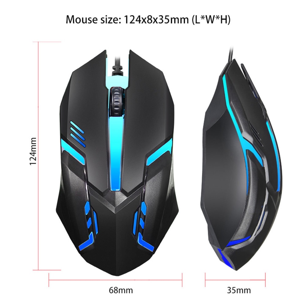Optical Wired Gaming Mouse, Colorful LED DPI Mice for Desktop, Laptop, PC - Wired Gamer Mouse