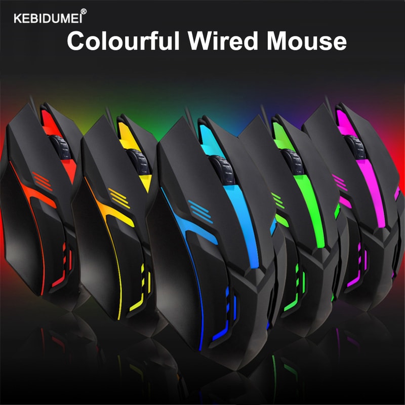 Optical Wired Gaming Mouse, Colorful LED DPI Mice for Desktop, Laptop, PC - Wired Gamer Mouse