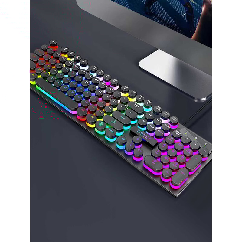 Illuminated Wired Keyboard, Shadow Mechanical Feeling Keyboard for Desktop, Laptop, and Esports Gaming