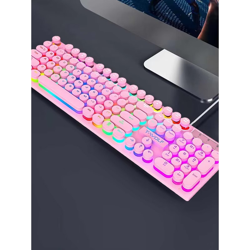 Illuminated Wired Keyboard, Shadow Mechanical Feeling Keyboard for Desktop, Laptop, and Esports Gaming