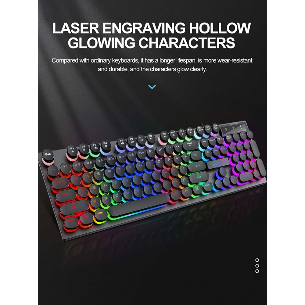 Illuminated Wired Keyboard, Shadow Mechanical Feeling Keyboard for Desktop, Laptop, and Esports Gaming
