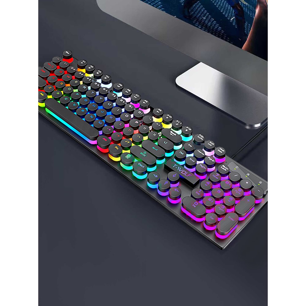 Illuminated Wired Keyboard, Shadow Mechanical Feeling Keyboard for Desktop, Laptop, and Esports Gaming
