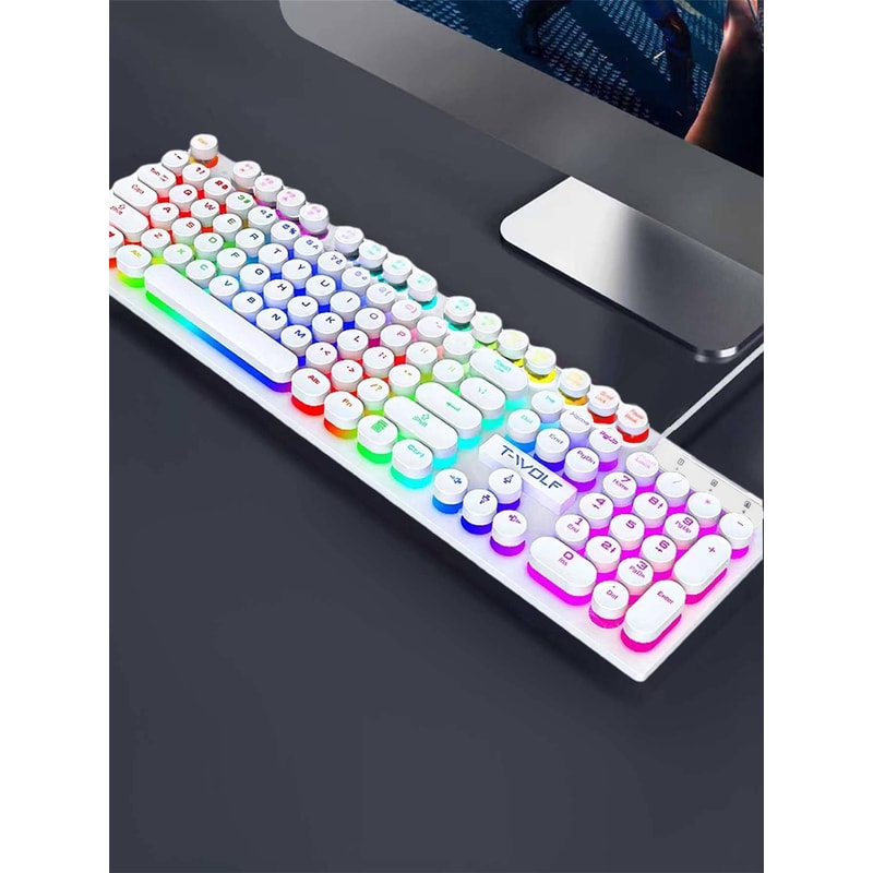 Illuminated Wired Keyboard, Shadow Mechanical Feeling Keyboard for Desktop, Laptop, and Esports Gaming