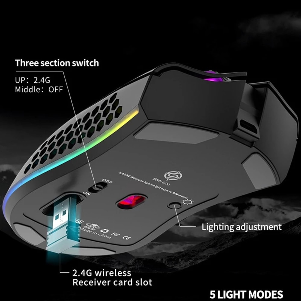 Honeycomb RGB Light Gaming Mouse Cute Mice For Desktop PC Laptop Use 5