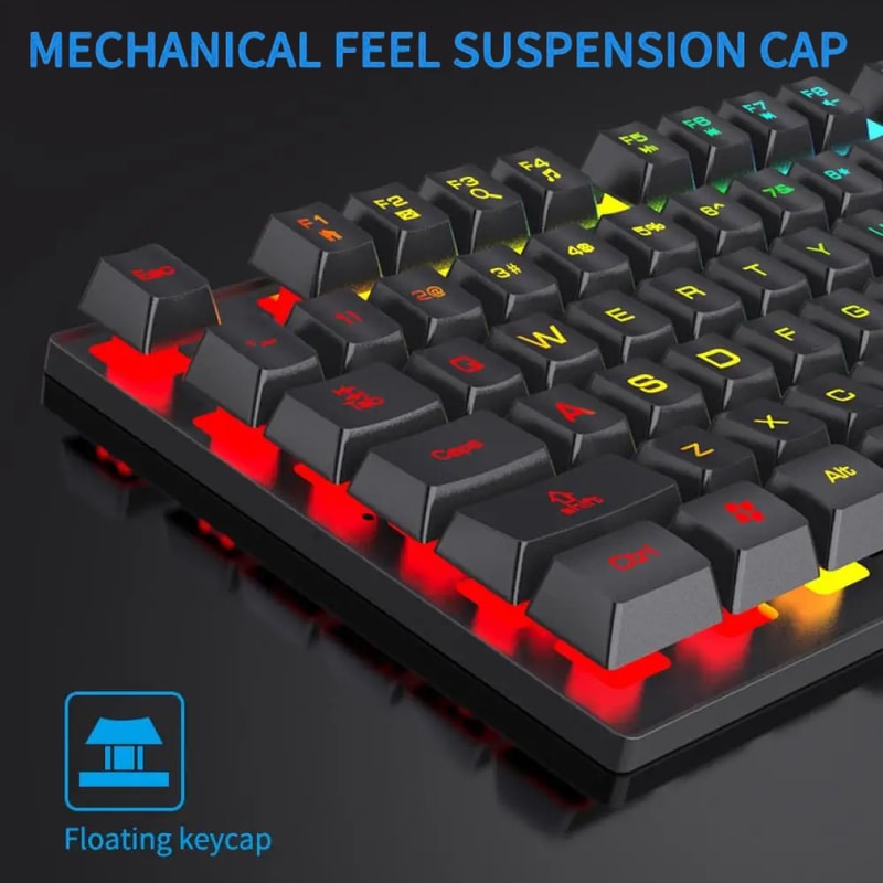 Mechanical Feel Gaming Keyboard Keys Standard Keyboard For Windows Laptop Computer Gaming Periphera 6